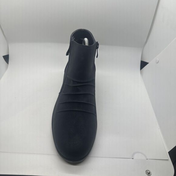 Judith Women's Size 10 M Ruched Wedge Booties Navy Blue Boots - Picture 4 of 13